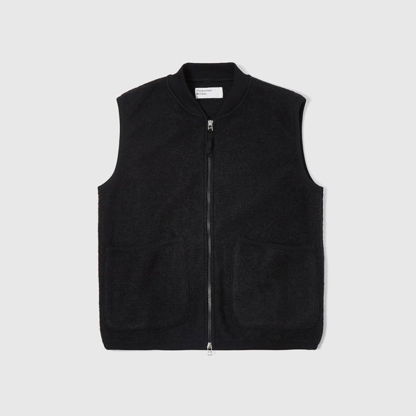 Universal Works Zip Waistcoat - Black - Front