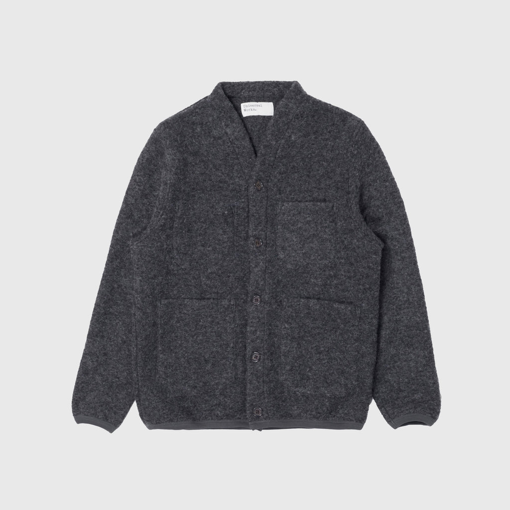 Universal Works Cardigan - Charcoal - Front