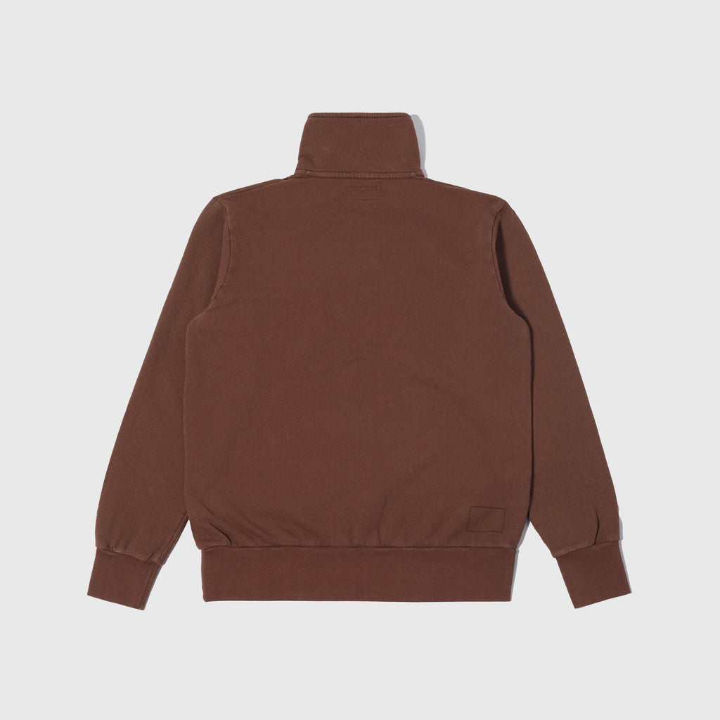 Universal Works Half Zip Sweat Shirt - Brown - Back