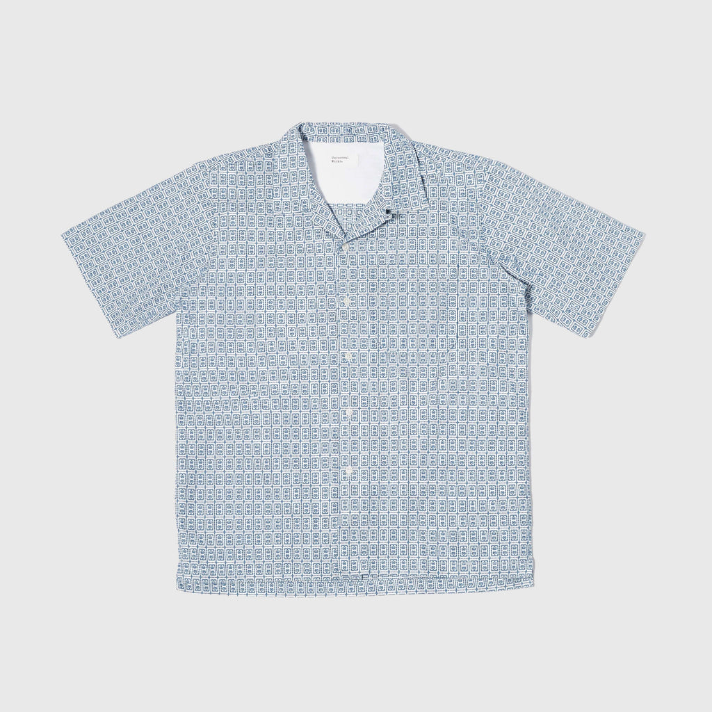 Universal Works Camp Shirt - White / Blue - Front