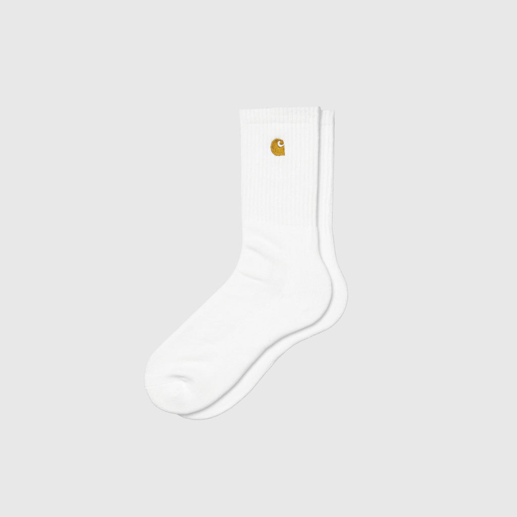 Carhartt WIP Chase Socks - White / Gold Front