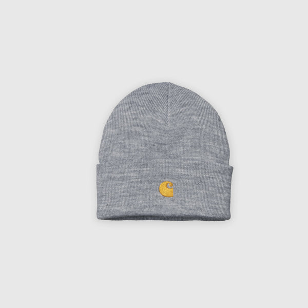 Carhartt WIP Chase Beanie - Grey Heather / Gold Front