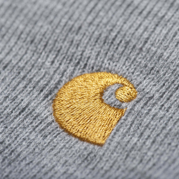 Carhartt WIP Chase Beanie - Grey Heather / Gold Logo