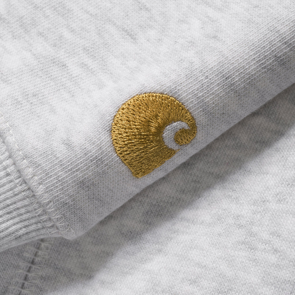 Carhartt WIP Hooded Chase Sweat - Ash Heather / Gold Logo