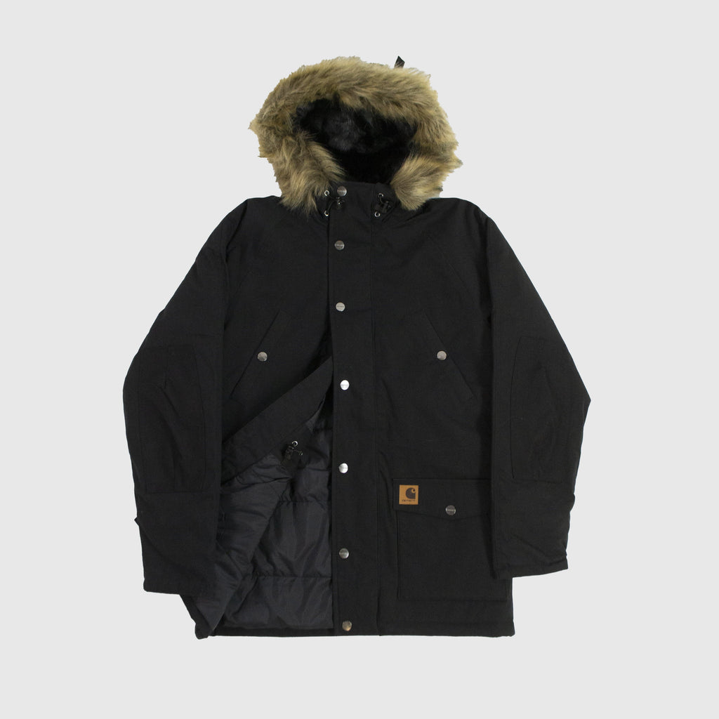 Carhartt WIP Trapper Parka - Black Front Open