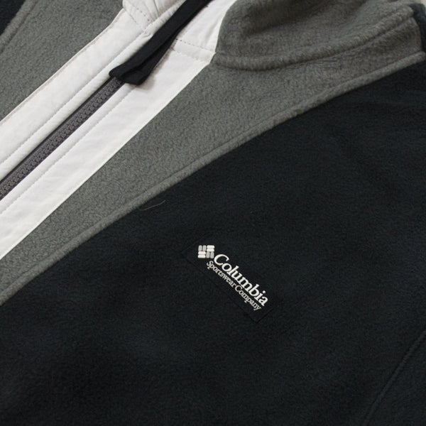 Columbia Back Bowl Full Zip Fleece - Black /City Grey / White Logo Close Up