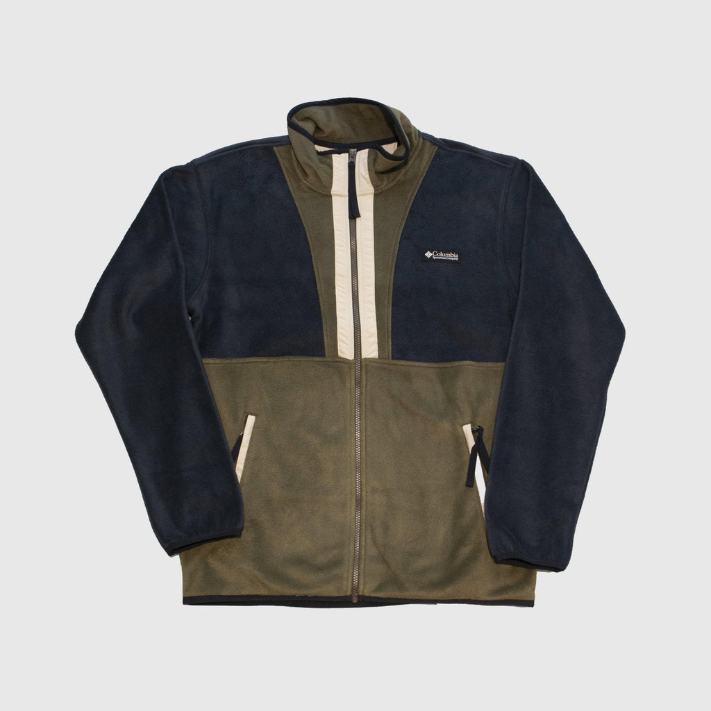 Columbia Back Bowl Full Zip Fleece - Black / Olive Green / Ancient Fossil Front 