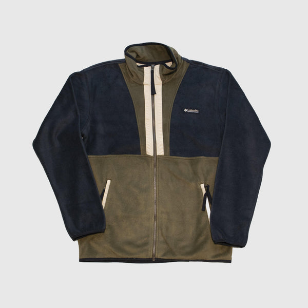 Columbia Back Bowl Full Zip Fleece - Black / Olive Green / Ancient Fossil Front 