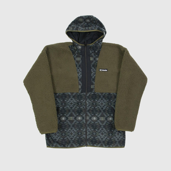  Columbia Backbowl Sherpa Full Zip Hood - Olive Green Front