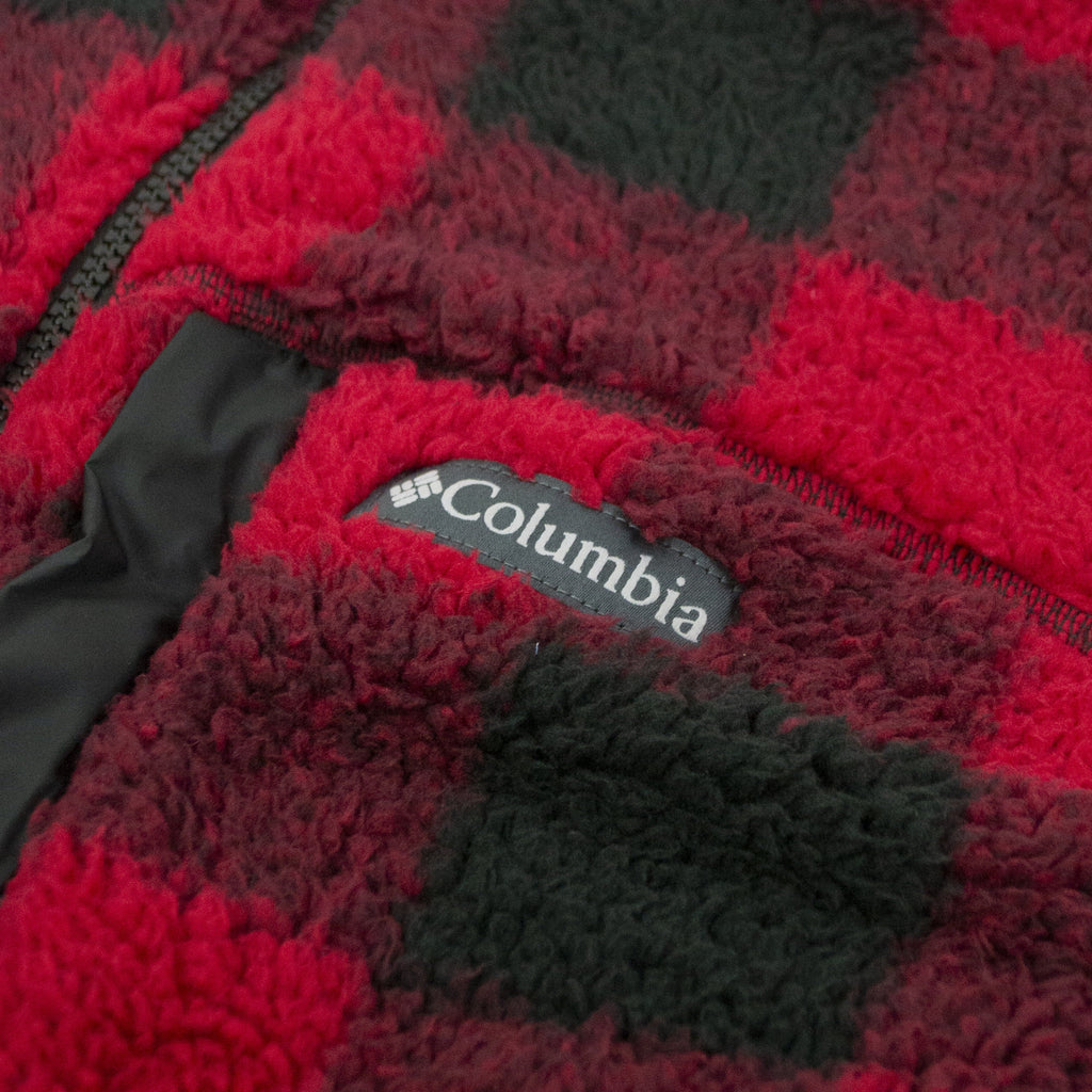 Columbia Winter Pass Print Fleece - Mountain Red Chest Logo Close Up
