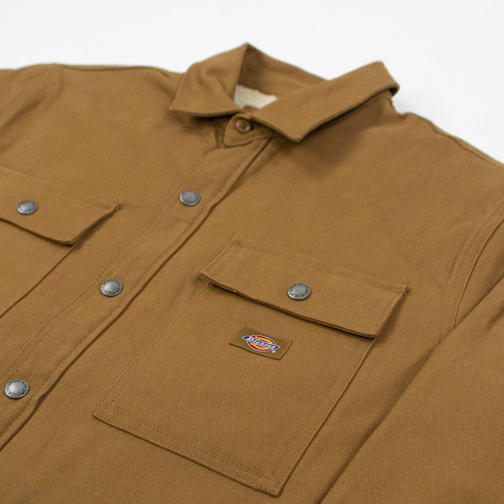 Dickies Duck Canvas Shacket - Brown Duck Front With Pocket Branding 