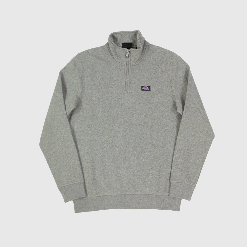 Dickies Oakport Quarter Zip - Grey Melange Front 