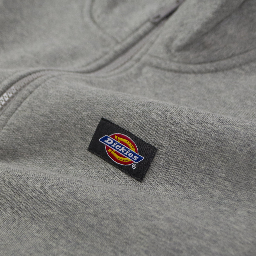 Dickies Oakport Quarter Zip - Grey Melange Woven Brand Tab
