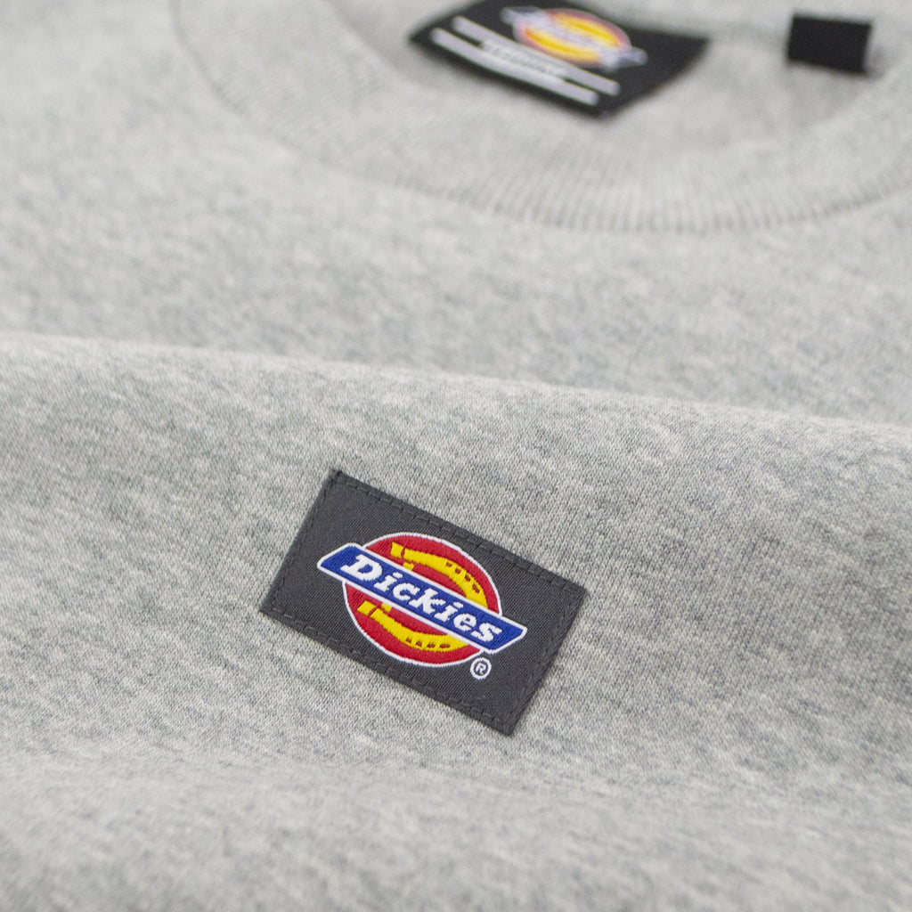 Dickies Oakport Sweat - Grey Melange Brand Tab On Chest