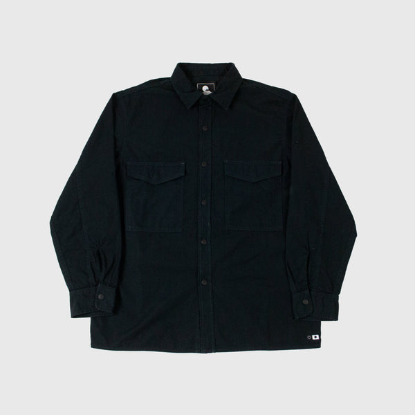Edwin Big Shirt LS Rip Stop - Black Garment Dyed -Front