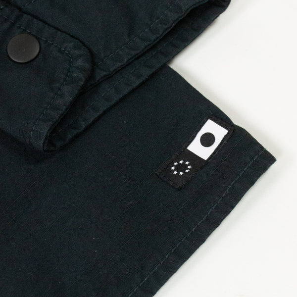 Edwin Big Shirt LS Rip Stop - Black Garment Dyed - Close Up