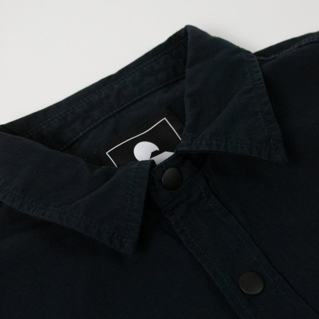 Edwin Big Shirt LS Rip Stop - Black Garment Dyed - Close Up