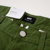 Edwin 55 Chino Compact Twill 9oz - Military Green Button Close Up