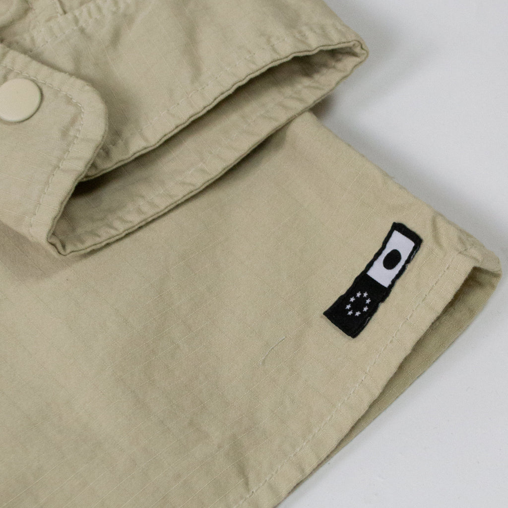 Edwin Big Shirt LS Rip Stop - Pelican Garment Dyed - Close Up