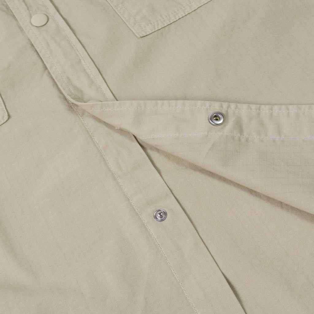 Edwin Big Shirt LS Rip Stop - Pelican Garment Dyed - Close Up