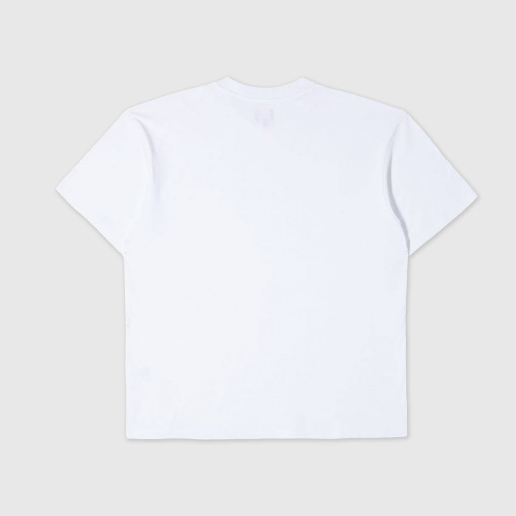 Edwin SS Katakana Embroidery Tee - White Front Back
