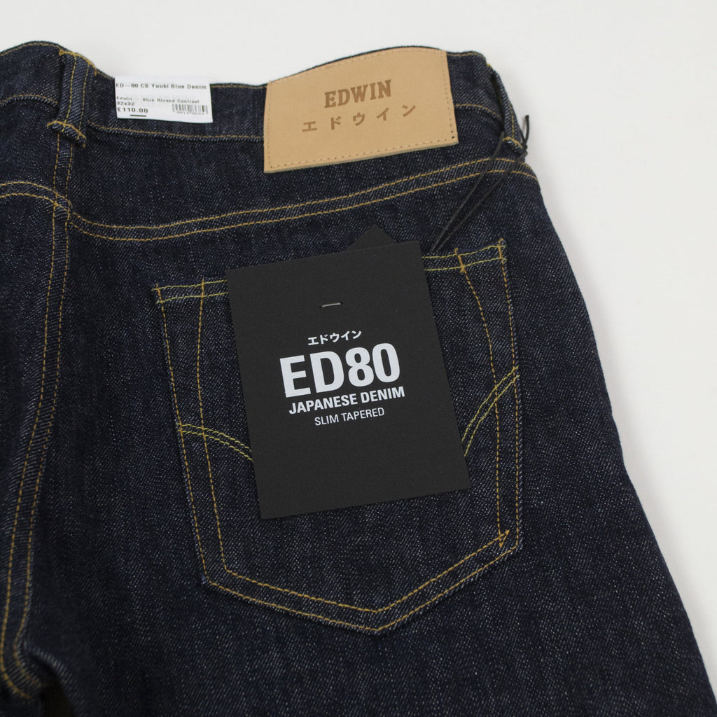 Edwin ED-80 CS Yuuki Blue Denim - Blue Rinsed Contrast Pocket