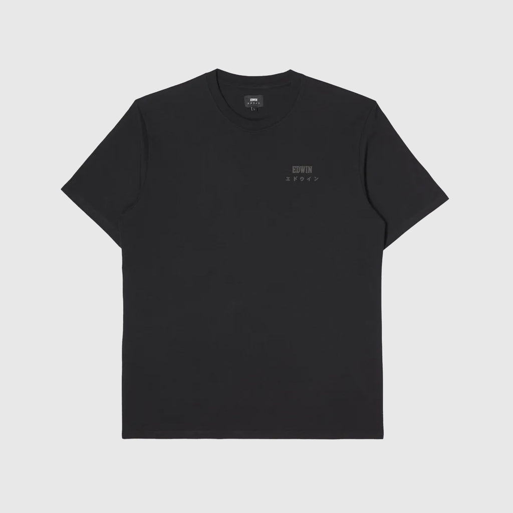 Edwin SS Logo Chest Tee - Black Garment Washed Front