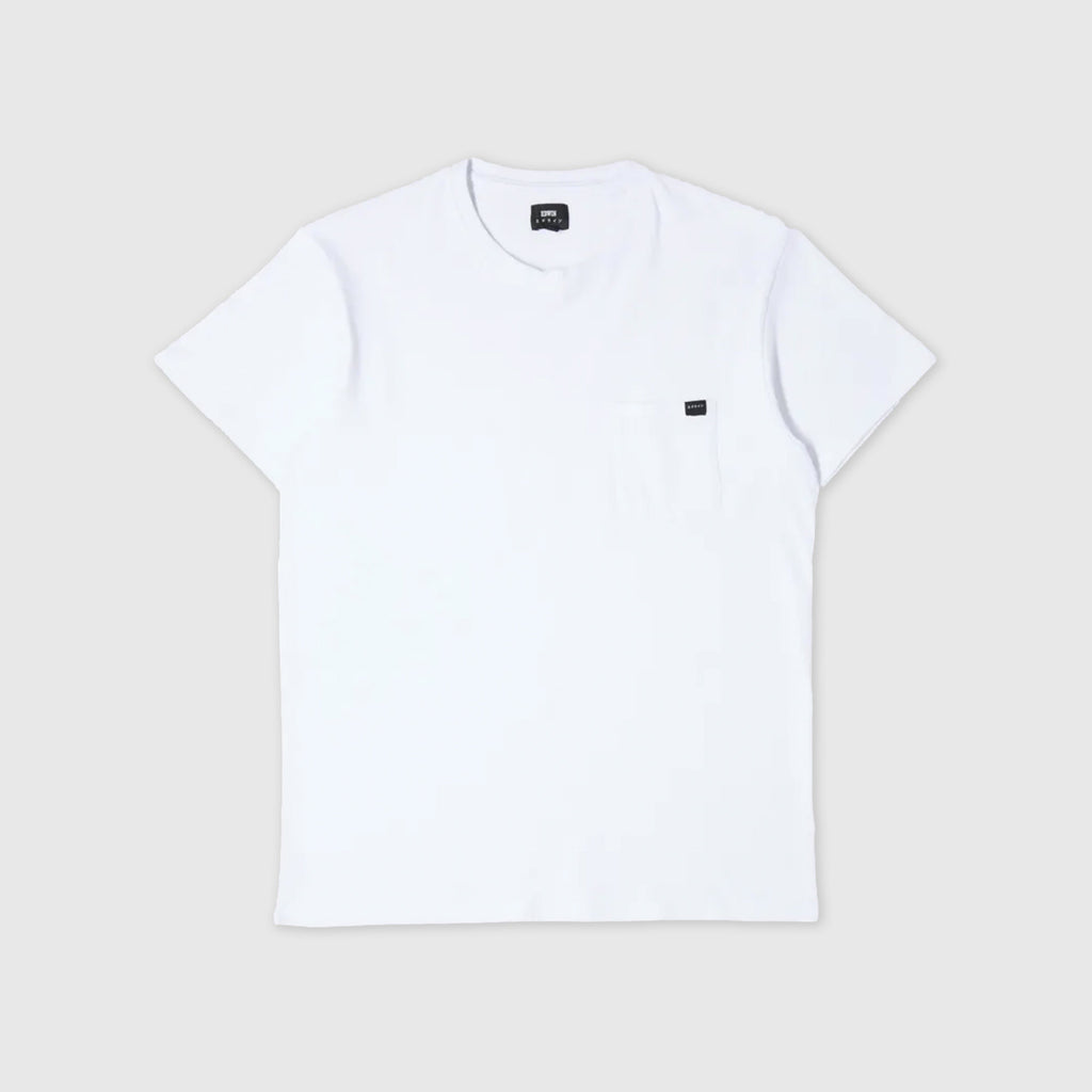 Edwin SS Pocket Tee - White Garment Washed Front