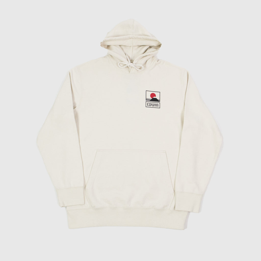 Edwin Sunset on MT Fuji Hoodie - White Garment Washed Front
