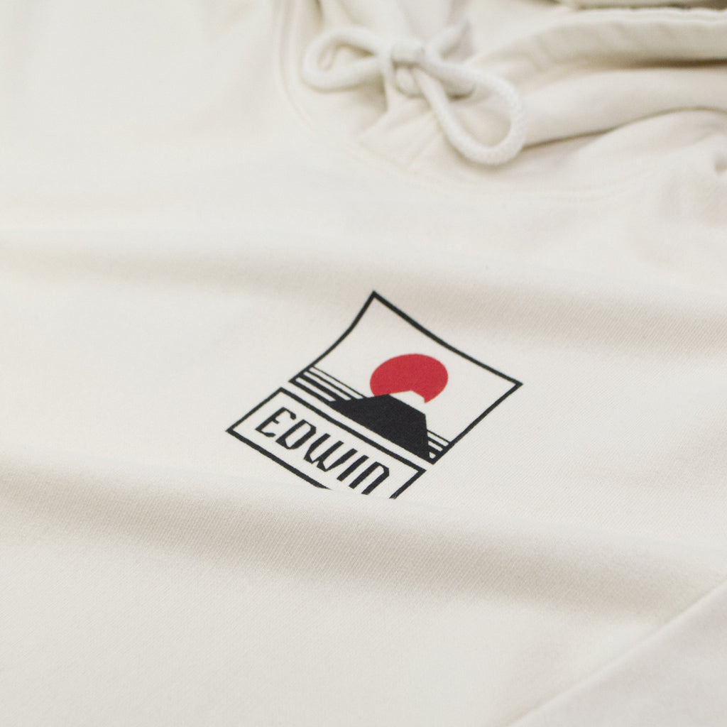 Edwin Sunset on MT Fuji Hoodie - White Garment Washed Chest Graphic