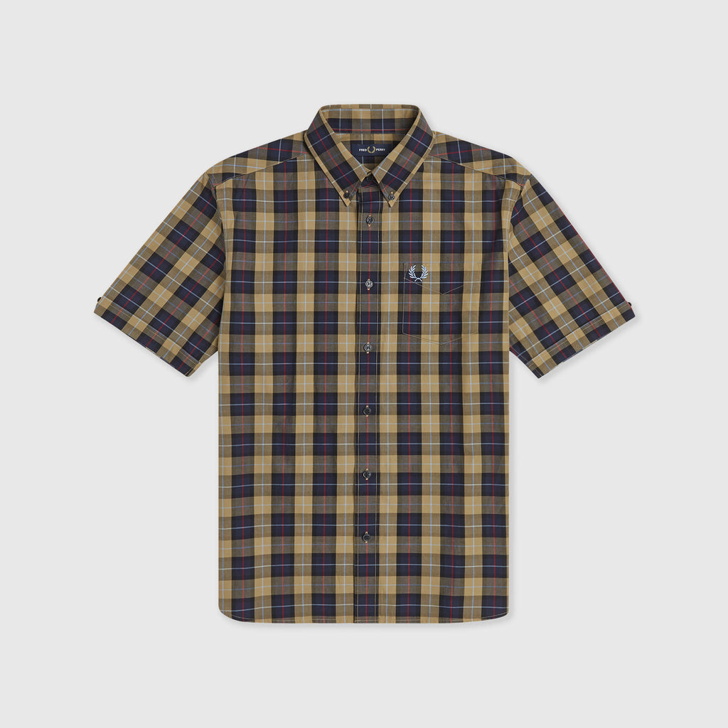 Fred Perry SS Check Short Sleeve Shirt - Navy Front