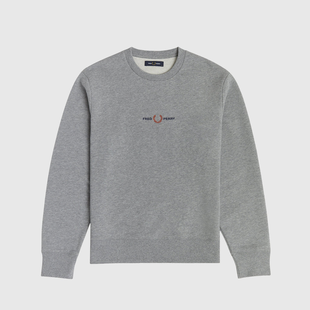 Fred Perry Embroidered Sweatshirt - Steel Marl Front