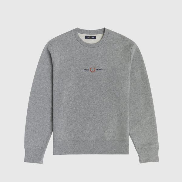 Fred Perry Embroidered Sweatshirt - Steel Marl Front