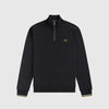 Fred Perry Half Zip Sweat Shirt - Black Front Zipped Up