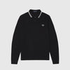 Fred Perry LS Twin Tipped Polo Shirt - Black Front 