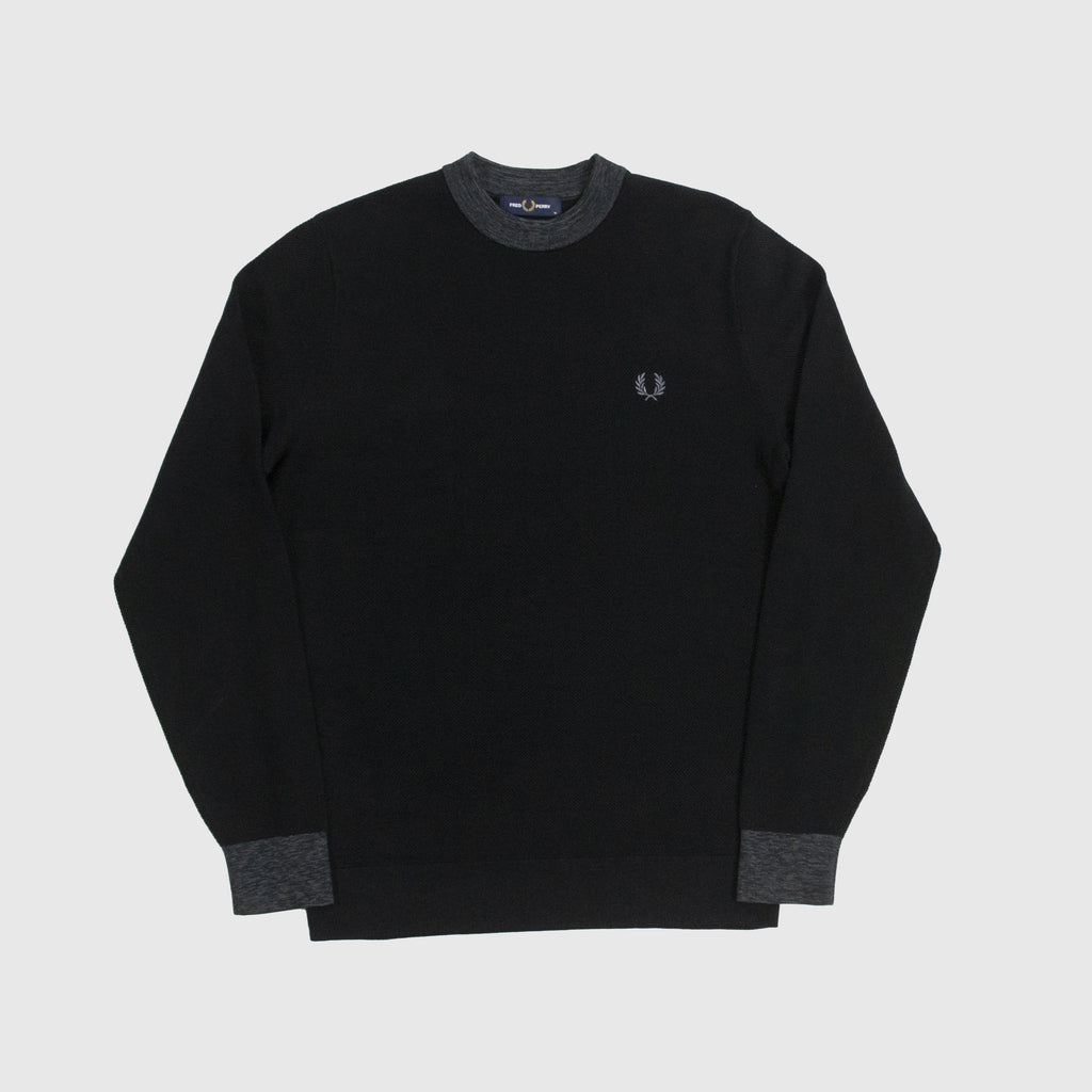 Fred Perry Space Dye Trim Jumper - Black front