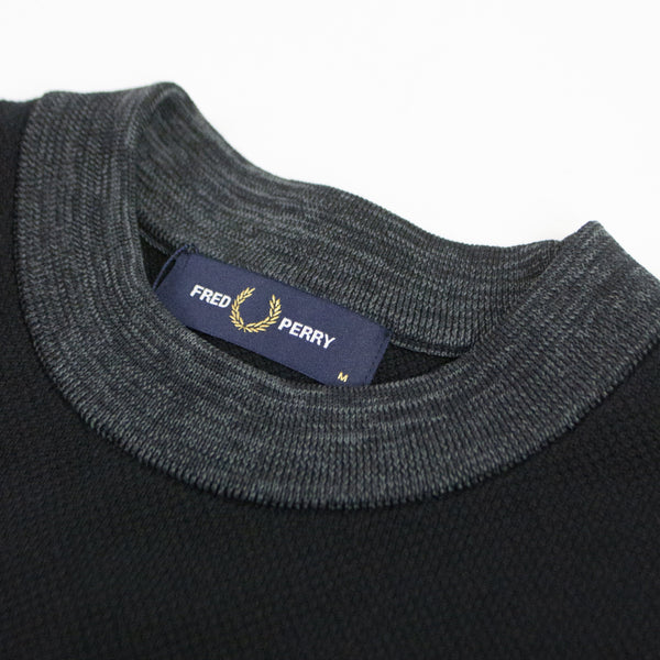 Fred Perry Space Dye Trim Jumper - Black Banded Neckline