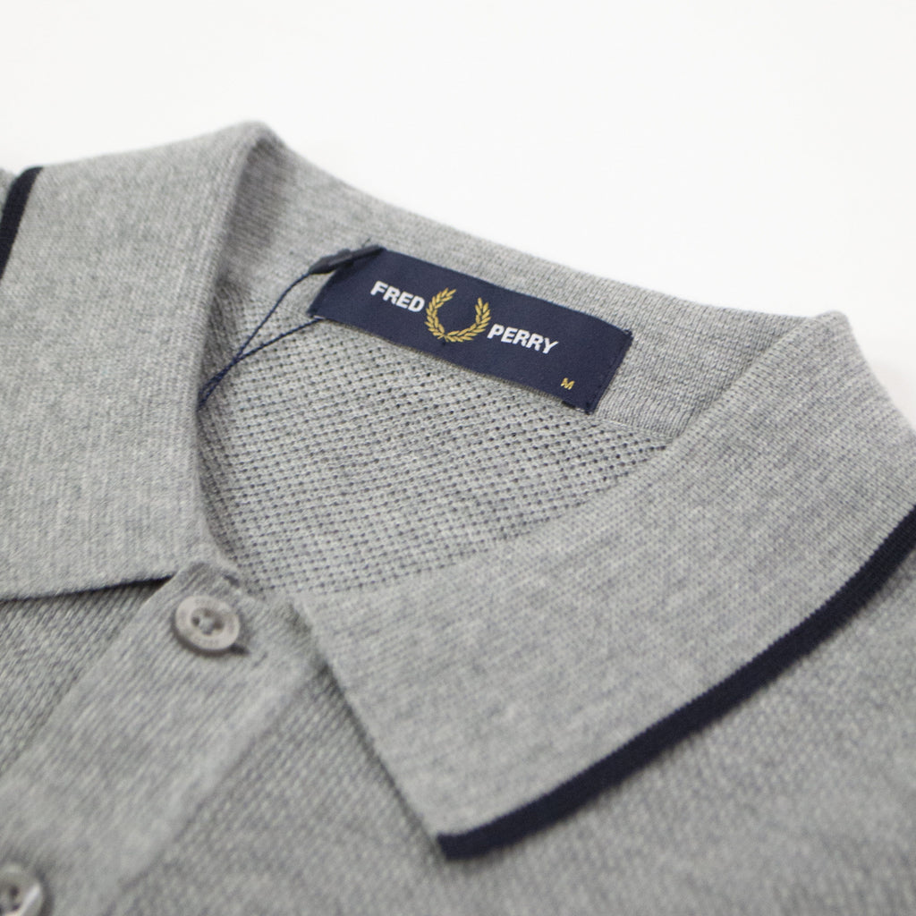 Fred Perry SS Tipped Knitted Shirt - 420 Steel Marl Collar And Neck Tag