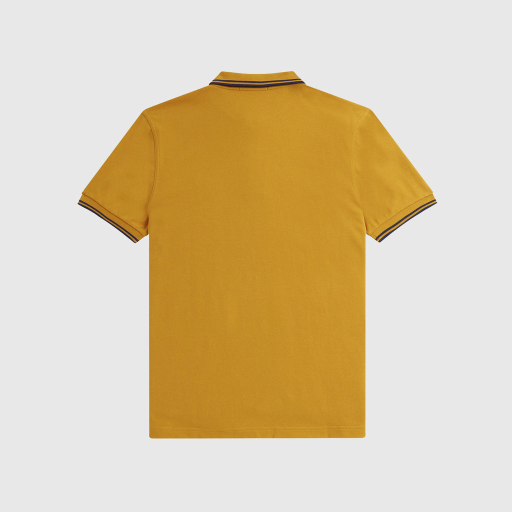 Fred Perry SS Twin Tipped Polo Shirt - Gold / French Navy Plain Back 