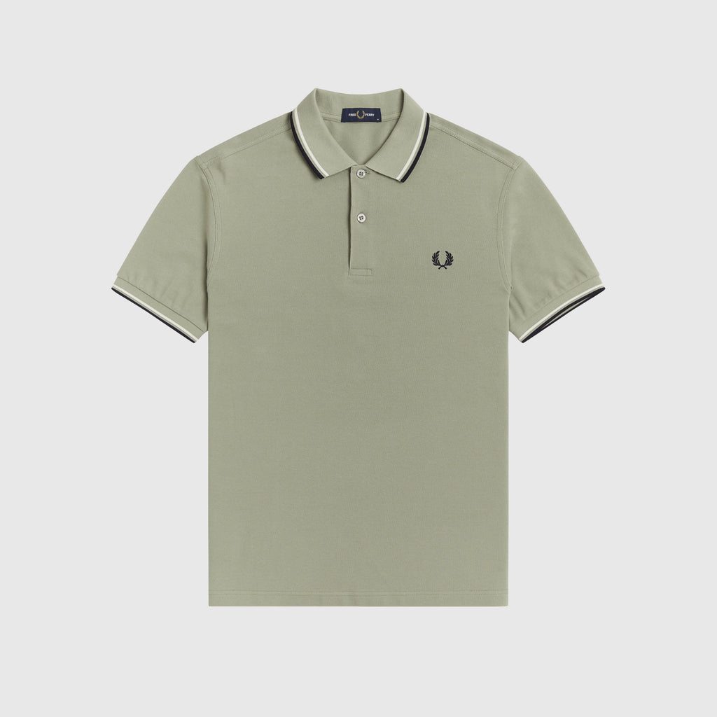 Fred Perry SS Twin Tipped Polo Shirt - Seagrass Front