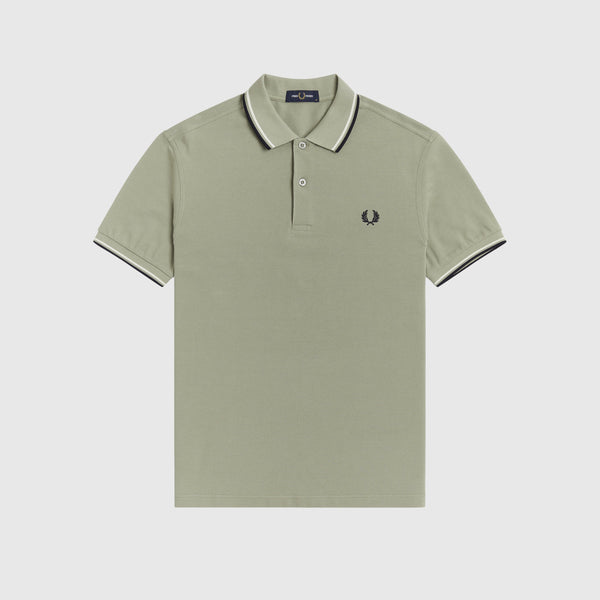 Fred Perry SS Twin Tipped Polo Shirt - Seagrass Front