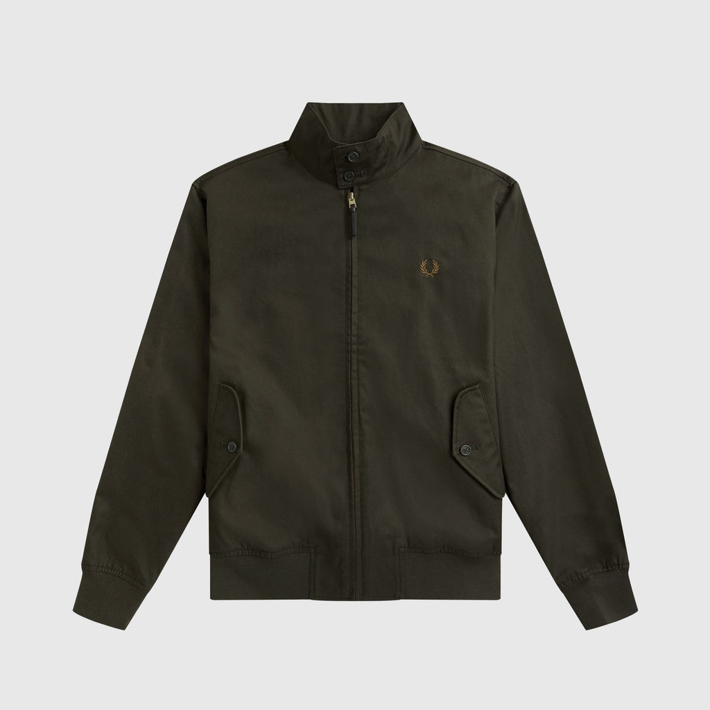 Fred Perry Waxed Cotton Harrington - Hunting Green Front 