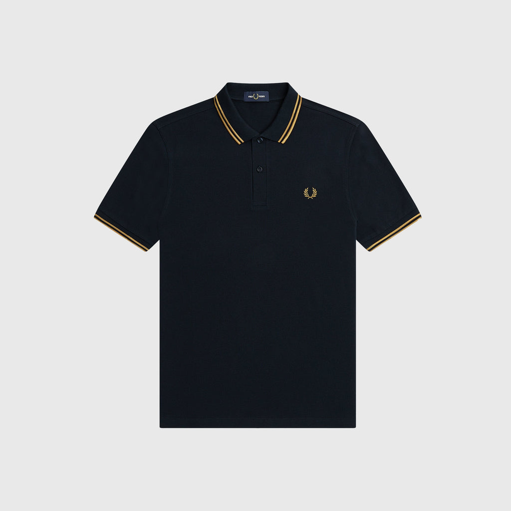 Fred Perry Twin Tipped Fred Perry Shirt - Navy / Dark Caramel - Front