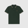 Fred Perry SS Twin Tipped Polo Shirt - Evergreen / Snow White / Dark Caramel Front