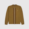 Fred Perry Zip Through Cardigan - Dark Caramel Front
