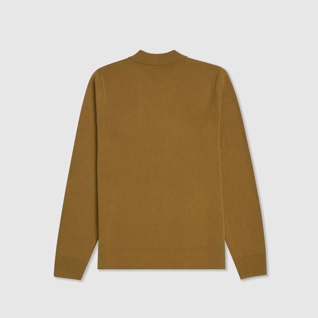 Fred Perry Zip Through Cardigan - Dark Caramel Back