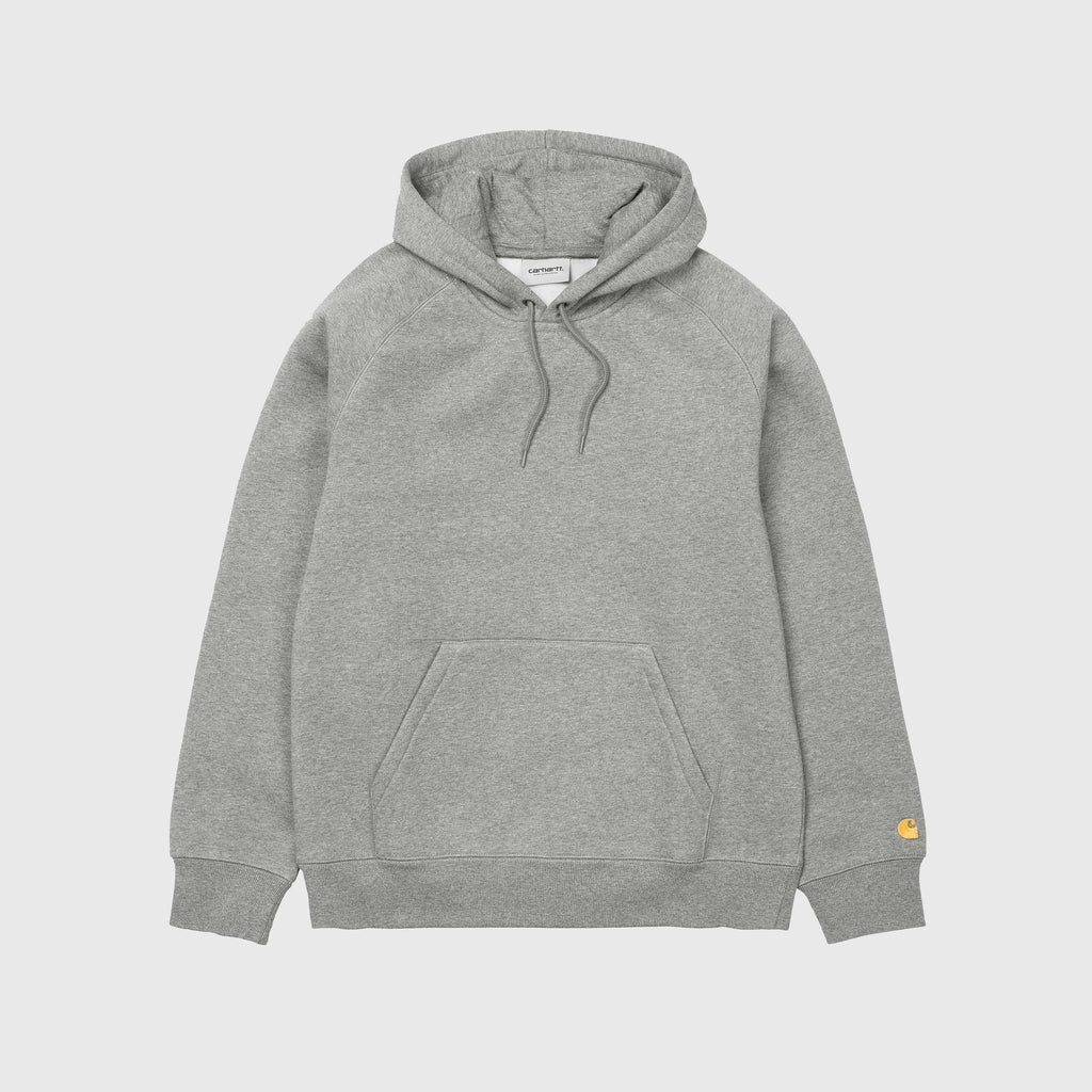Carhartt WIP Hooded Chase Sweat - Grey Heather / Gold - Front