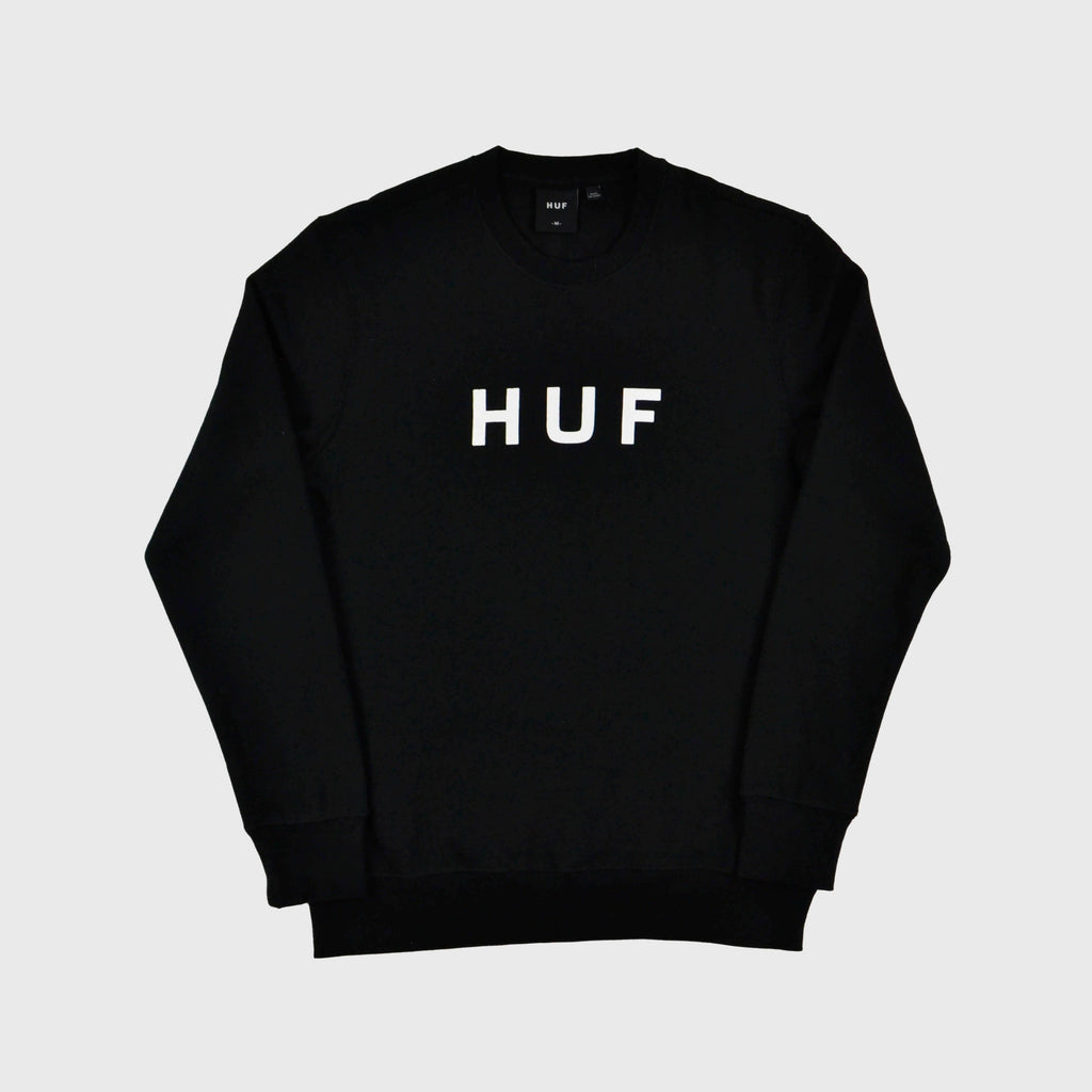 HUF Original Logo Crew - Black Front View