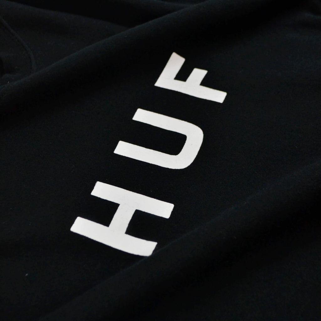 HUF Original Logo Crew - Black Logo Close Up