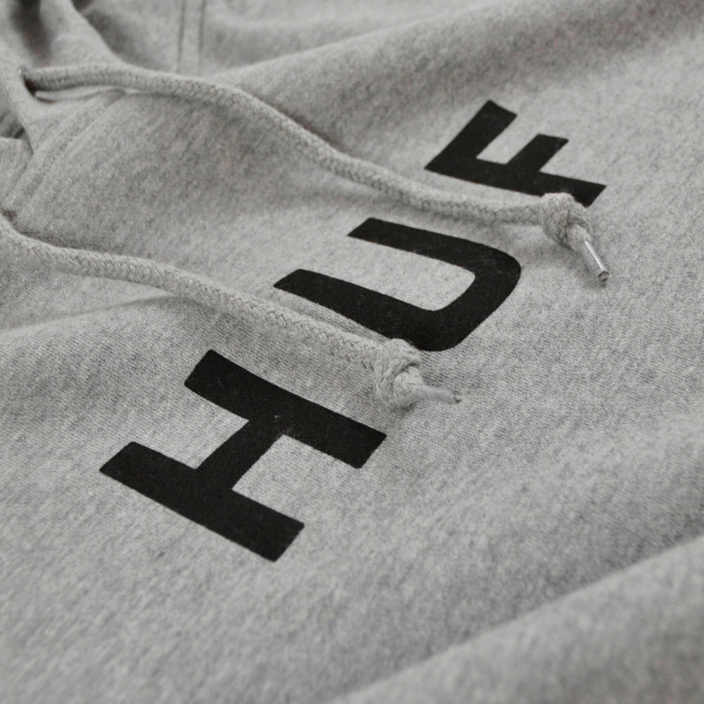 HUF Essentials OG Logo Hood - Grey Heather Logo Close Up